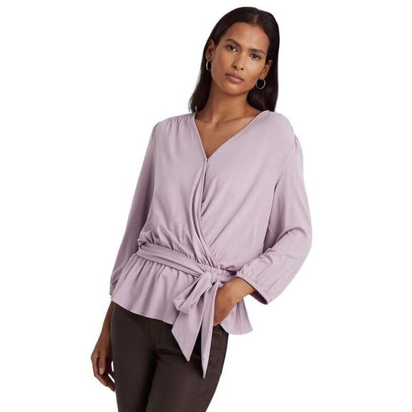 Lauren Ralph Lauren Women's Jersey Peplum Blouse Scottish Primrose Size Medium - Picture 1 of 5